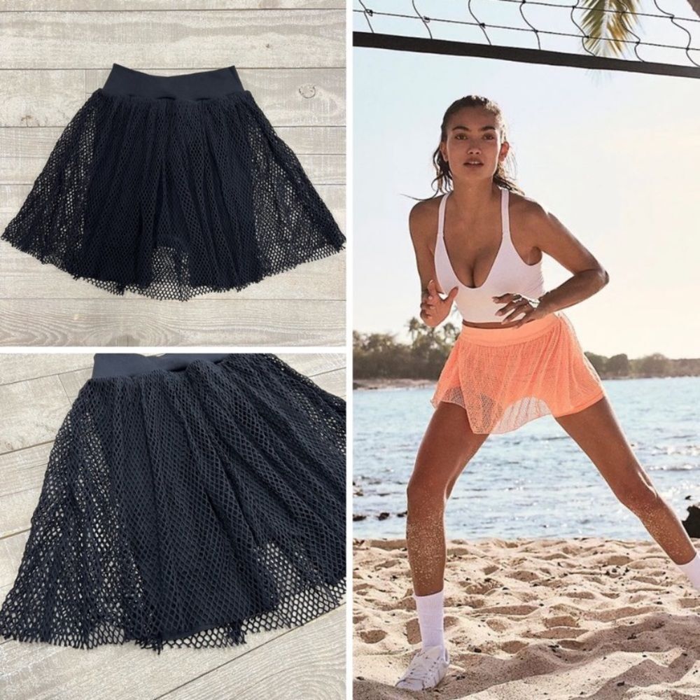 Free People Intimately How High Cifra Mesh Skort in Black